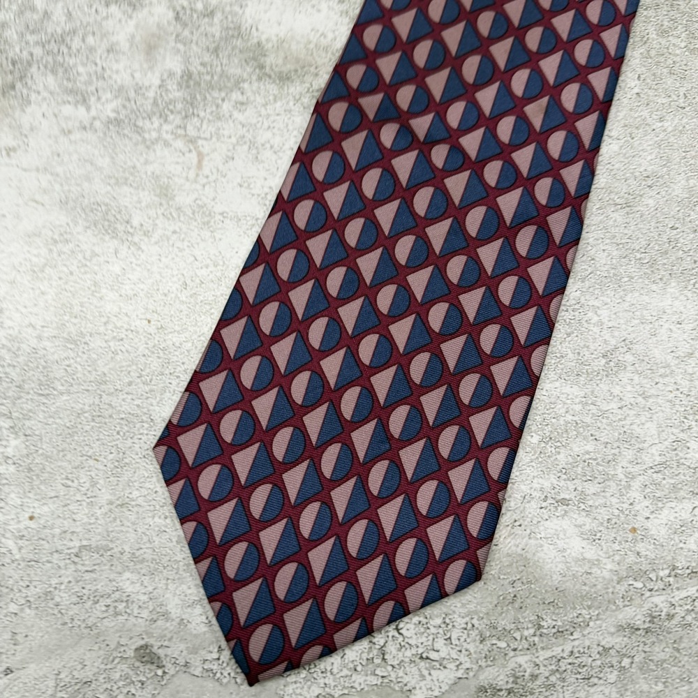 Christian Dior Silk Tie Mens One Size Purple Geometric Made In USA Necktie‎